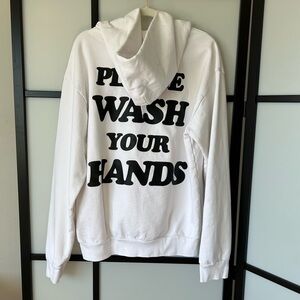 [M] TALENTLESS “Wash Your Hands” White Classic Cotton Hoodie Black Logo Unisex